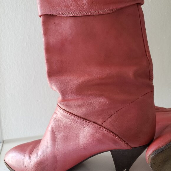 Vintage cognac leather 80s mid-calf boots, size 6-6.5 - Picture 7 of 12